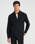 Express Men's Everyday Performance Double Flap Chest Pocket Black Zip Jacket in Jet Black