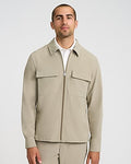 Express Men's Everyday Performance Double Flap Chest Pocket Khaki Zip Jacket in Neutral Small