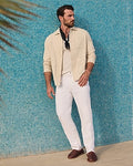 Express Men's Cotton-Linen Chore Shirt Jacket in Cream