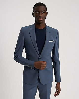 Express Men's Extra Slim Wool-Blend Washable Modern Tech Suit Jacket in Dusty Blue