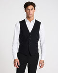 Express Men's Slim Wool-Blend Washable Modern Tech Suit Vest in Black