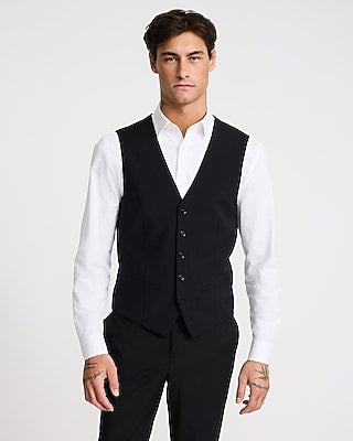 Express Men's Slim Wool-Blend Washable Modern Tech Suit Vest in Black Small