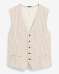 Express Men's Slim Striped Linen-Blend Stretch Suit Vest in Neutral Small