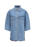 Ella Sequin-Embellished Denim Jacket — Blue