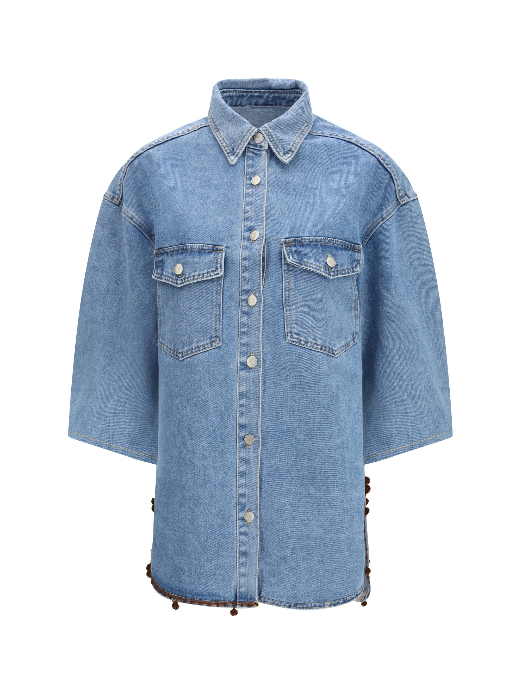 Ella Sequin-Embellished Denim Jacket — Blue