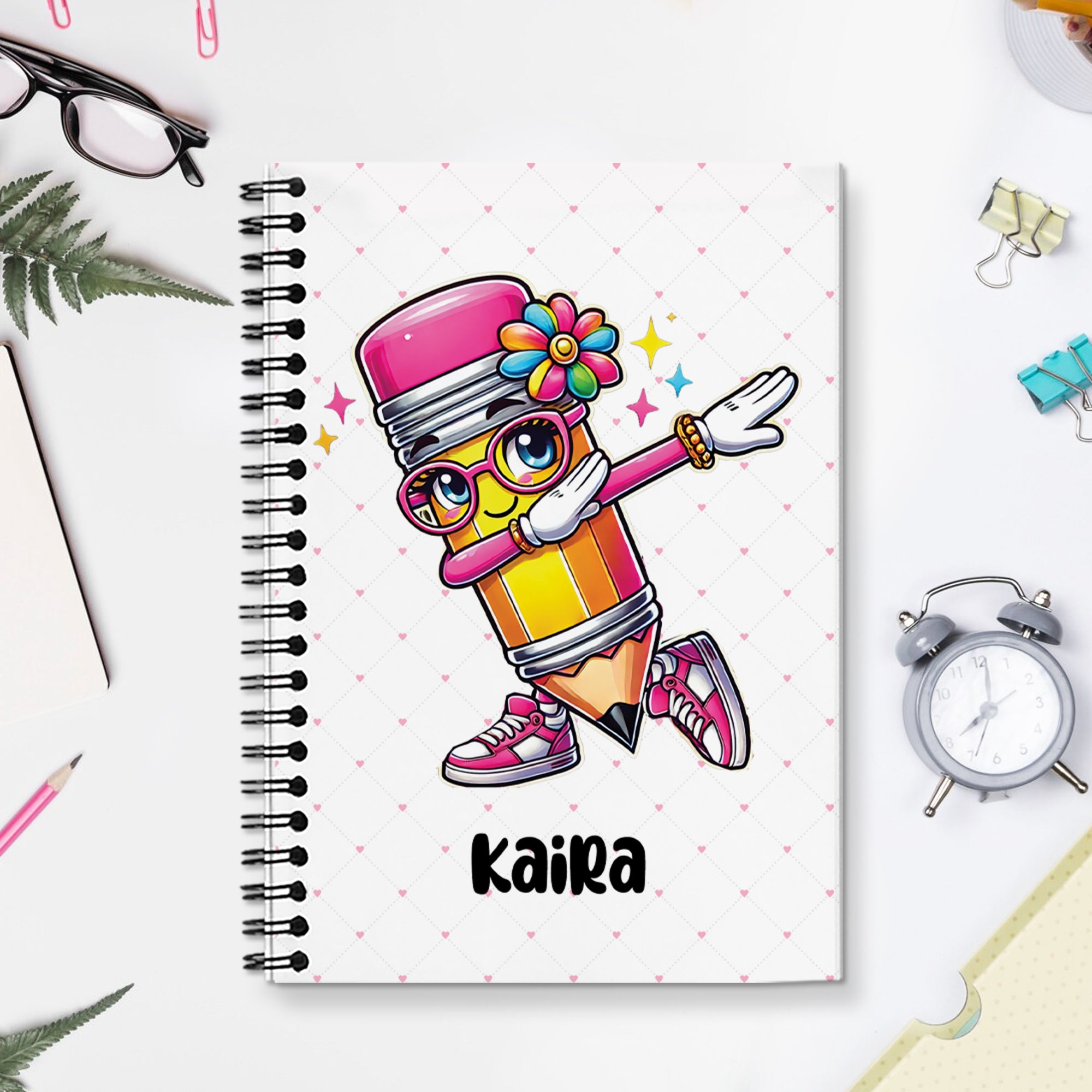 Cuaderno de espiral A5 personalizado con nombre y 120 páginas rayadas Regalo de cumpleaños de vuelta al cole para niños y niñas