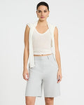 Express Women's High Waisted Tailored Bermuda Shorts in Gray Small