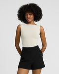 Express Women's Editor Studio Stretch Twill Super High Waisted Tailored Shorts in Pitch Black