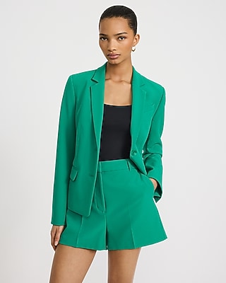 Express Women's Editor Studio Stretch Twill Super High Waisted Tailored Shorts in Green 0