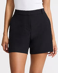 Express Women's Editor Studio Stretch Twill High Waisted Tailored Midi Shorts in Pitch Black