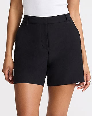 Express Women's Editor Studio Stretch Twill High Waisted Tailored Midi Shorts in Black 0