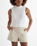 Express Women's Editor Mid Rise Tailored Shorts in Sandshell