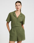 Express Women's Cotton Eyelet High Waisted Pull On Shorts in Green Small