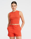 Express Women's Editor Stretch Cotton High Waisted Tailored Short in Orange