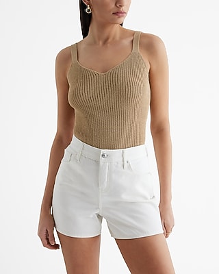 Express Women's Mid Rise Jean Shorts in White 0