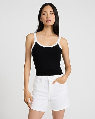 Express Women's High Waisted 5" Inseam Dad Jean Shorts in White