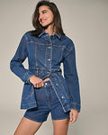 Express Women's High Waisted Dad Jean Shorts in Medium Wash
