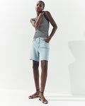 Express Women's Mid Rise Loose Jean Shorts in Light Wash