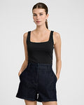 Express Women's Editor Denim Super High Waisted Tailored Shorts in Blue 0