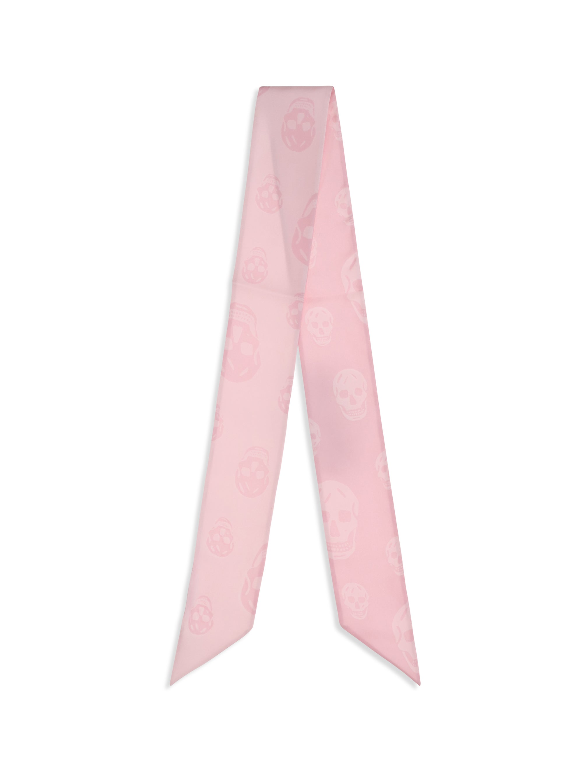 Alexander McQueen Skull-Embroidered Silk Scarf — Pink