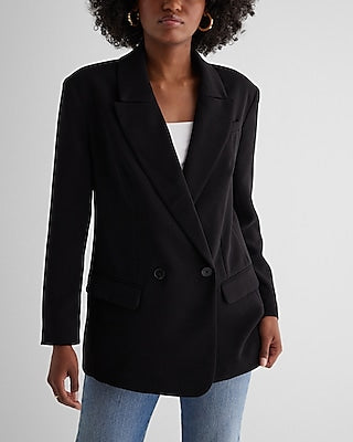 Express Women's Oversized Boyfriend Blazer in Pitch Black