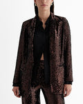Express Women's Sequin Open Front Oversized Boyfriend Blazer in Bronze