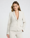 Express Women's Editor Studio Stretch Twill Fitted Two Button Cropped Business Blazer in White Small