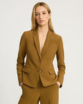 Express Women's Editor Studio Stretch Twill Fitted Two Button Cropped Business Blazer in Brown Small