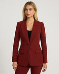 Express Women's Signature Stretch Long Slim Cropped Business Blazer in Reddish Brown