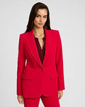 Express Women's Signature Stretch Long Slim Cropped Business Blazer in Red Small