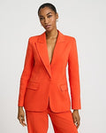 Express Women's Stretch Cotton Long Slim Cropped Business Blazer in Orange Small