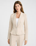 Express Women's Mini Houndstooth Stretch One Button Peplum Cropped Business Blazer in Neutral Print