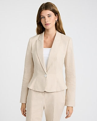 Express Women's Mini Houndstooth Stretch One Button Peplum Cropped Business Blazer Small