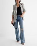 Express Women's Sequin One Button Oversized Boyfriend Blazer in Beige