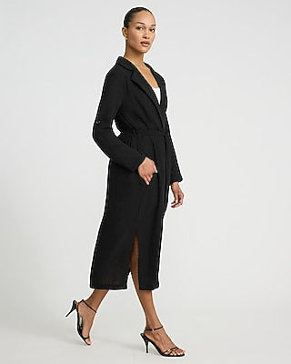 Express Women's Lightweight Belted Midi Trench Coat in Black Small