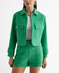 Express Women's Collared Cropped Jacket in Vibrant Green
