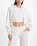 Express Women's Linen-Blend Bomber Jacket in White Small