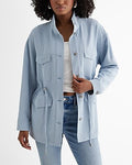 Express Women's Twill Cinched Utility Jacket in Ice Blue