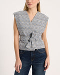 Express Women's Denim Boucle Wrap Cropped Vest in Blue Small