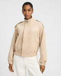 Express Women's Faux Suede Bomber Jacket in Light Tan