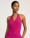 Express Women's Signature Crepe Halter Blazer Vest in Hot Pink