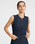 Express Women's Crew Neck Blazer Vest in Heather Blue