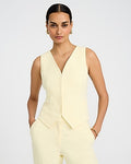 Express Women's Studio Stretch Twill Hook & Eye Vest in Yellow Small