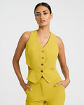 Express Women's Studio Stretch Twill Cutout Blazer Vest in Chartreuse
