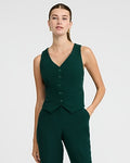 Express Women's Editor Signature Stretch Five Button Blazer Vest in Green Small
