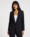 Express Women's Studio Stretch Twill Oversized Boyfriend Blazer in Pitch Black