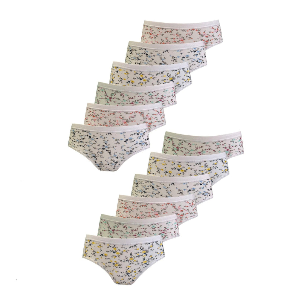 Don Algodon Kids | Pack de 12 Braguitas Estampadas con Flores Para Niña | Transpirables