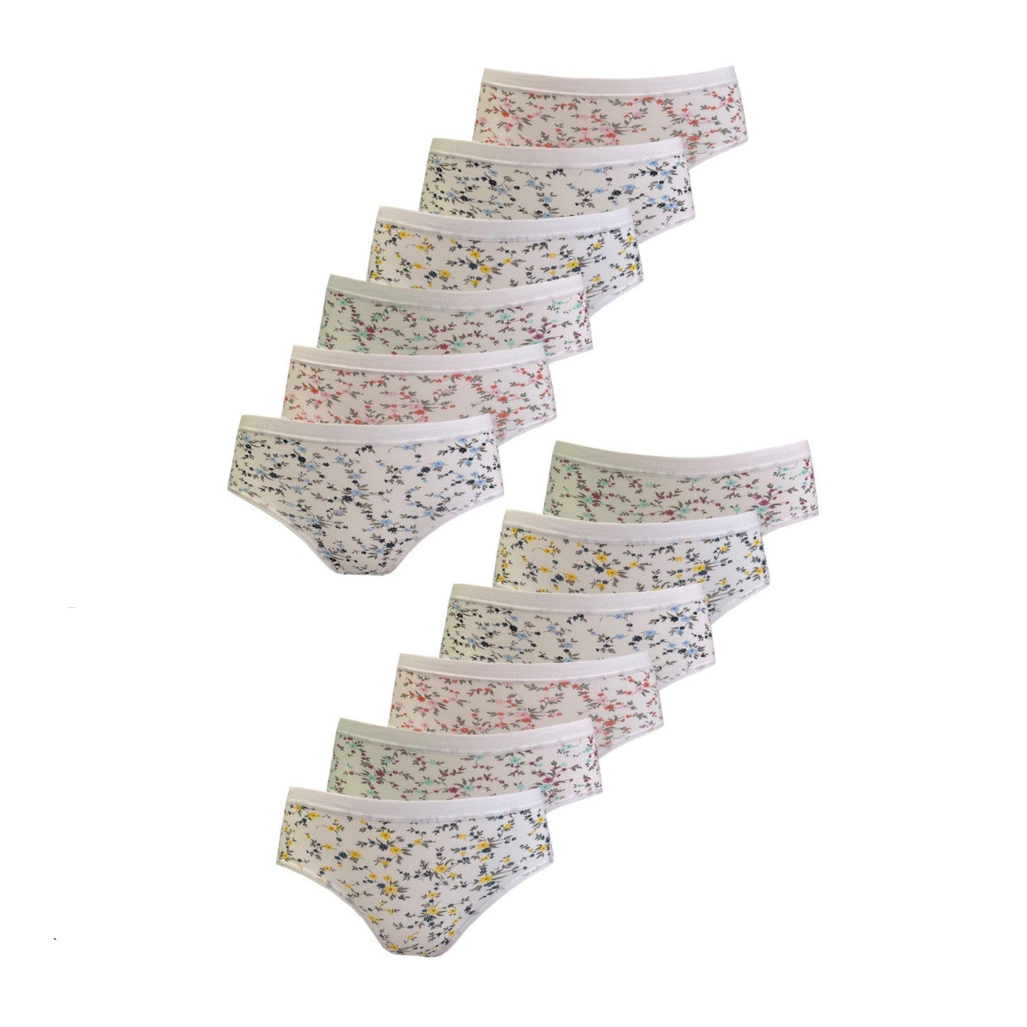 Don Algodon Kids | Pack de 12 Braguitas Estampadas con Flores Para Niña | Transpirables