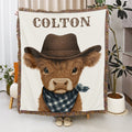 Personalizado rústico con flecos vaquero occidental Highland vaca suave 100% algodón manta de bebé con el nombre de la guardería Decoración Baby Shower regalo para el nuevo bebé los niños
