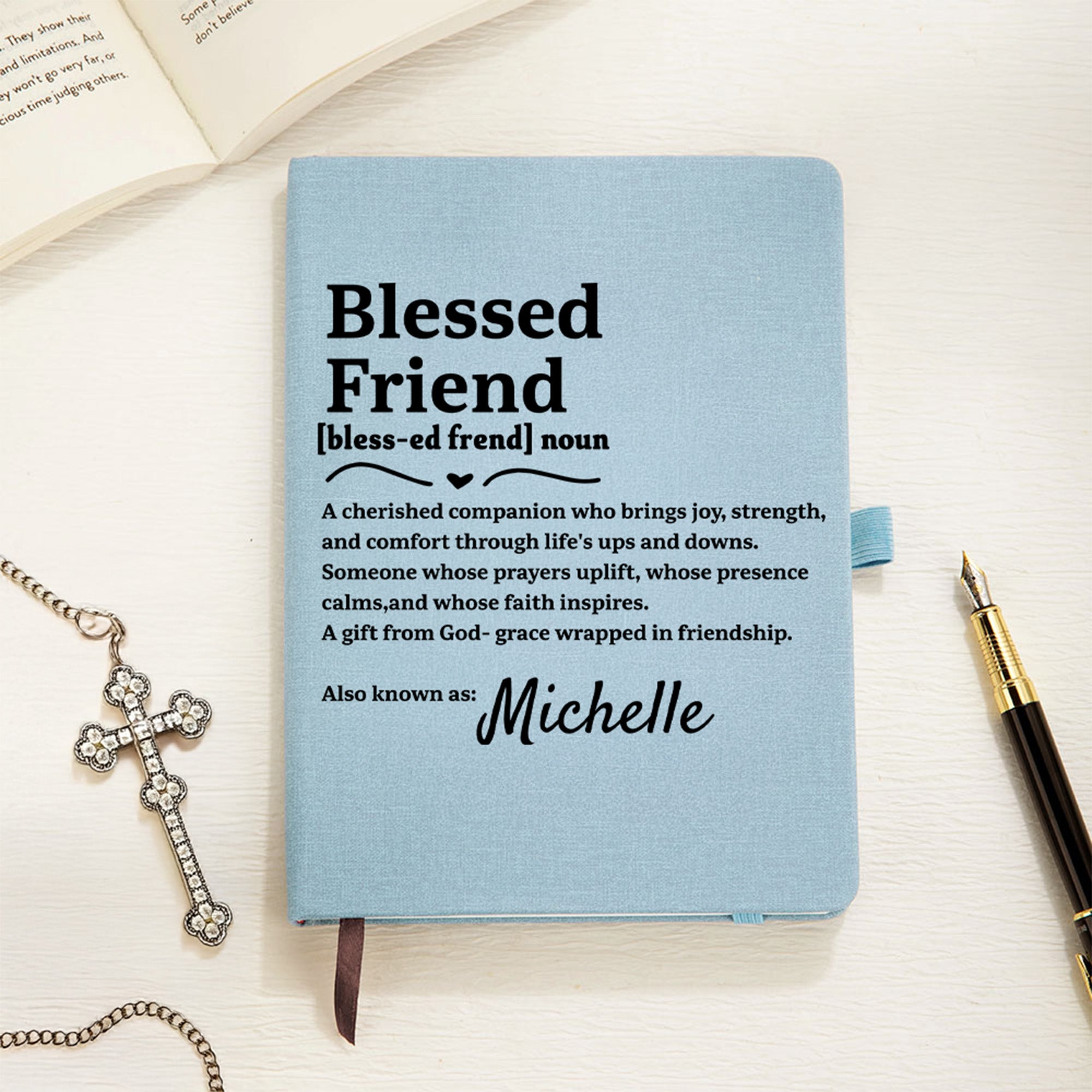 Cuaderno A5 Multicolor Personalizado Amigo Bendito con Nombre y Páginas Rayadas Accesorio de Grabación Regalo de Cumpleaños Bautizo Religioso para Cristianos